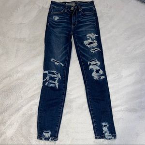 American Eagle distressed jeans, says jeggings but they don’t have much give imo